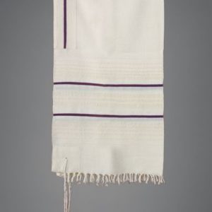 טלית עם פסים בכחול נייבי ובורגונדי